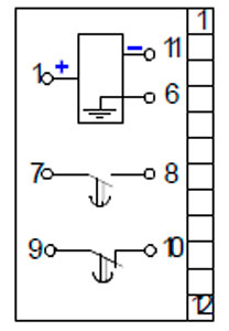 Рис.1. Схема подключения и расположения выводов реле ЕЛ17
