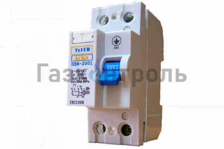 Устройство защитного отключения УКРЕМ ПЗВ-2001 2р/25А/30мА АСКО фото 1